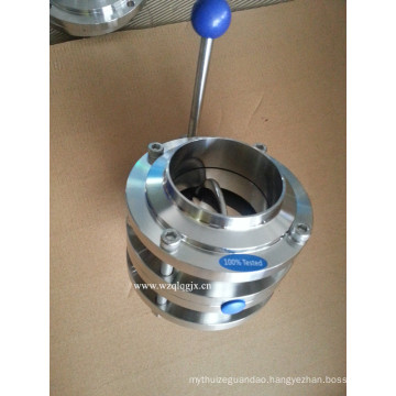 Stainless Steel Sanitary Flanged End 3 Piece Butterfly Valve